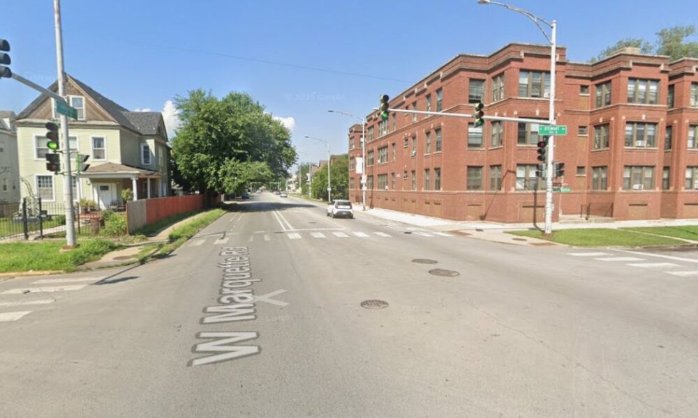 400 block of West Marquette Road in Chicago Englewood neighborhood where a 38-year-old man was fatally shot Friday night after stabbing a 22-year-old woman during a domestic argument a witness shot and killed him and is now in custody pending charges July 18 2026.