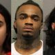 Meliza Calderon 23 left James Hampton 19 center Andy Colon Jr 23 right charged federal carjacking conspiracy brandishing firearm crime of violence allegedly robbed 23-year-old man 2019 Dodge Challenger at gunpoint 5000 block West Superior Street Austin Chicago October 23 2024 Hampton sentenced nine years nine months federal prison September 3 2026 Judge John Robert Blakey Colon sentencing September 24 2026 Calderon sentencing October 15 2026.